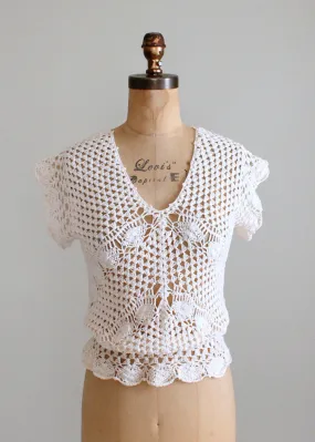 Vintage 1970s Scallop Hem Crochet Top