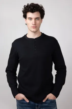 Weatherproof Vintage Waffle Henley Shirt for Men in Black | F243093GK-BLK