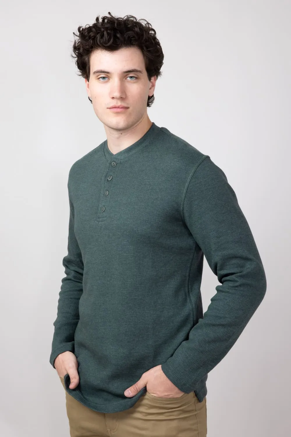 Weatherproof Vintage Waffle Henley Shirt for Men in Heather Scarab | F243093GK-HEATHER SCARAB