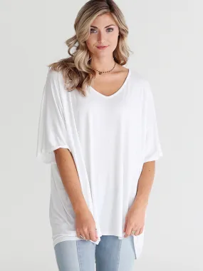 White DLMN Slouchy Oversized Top