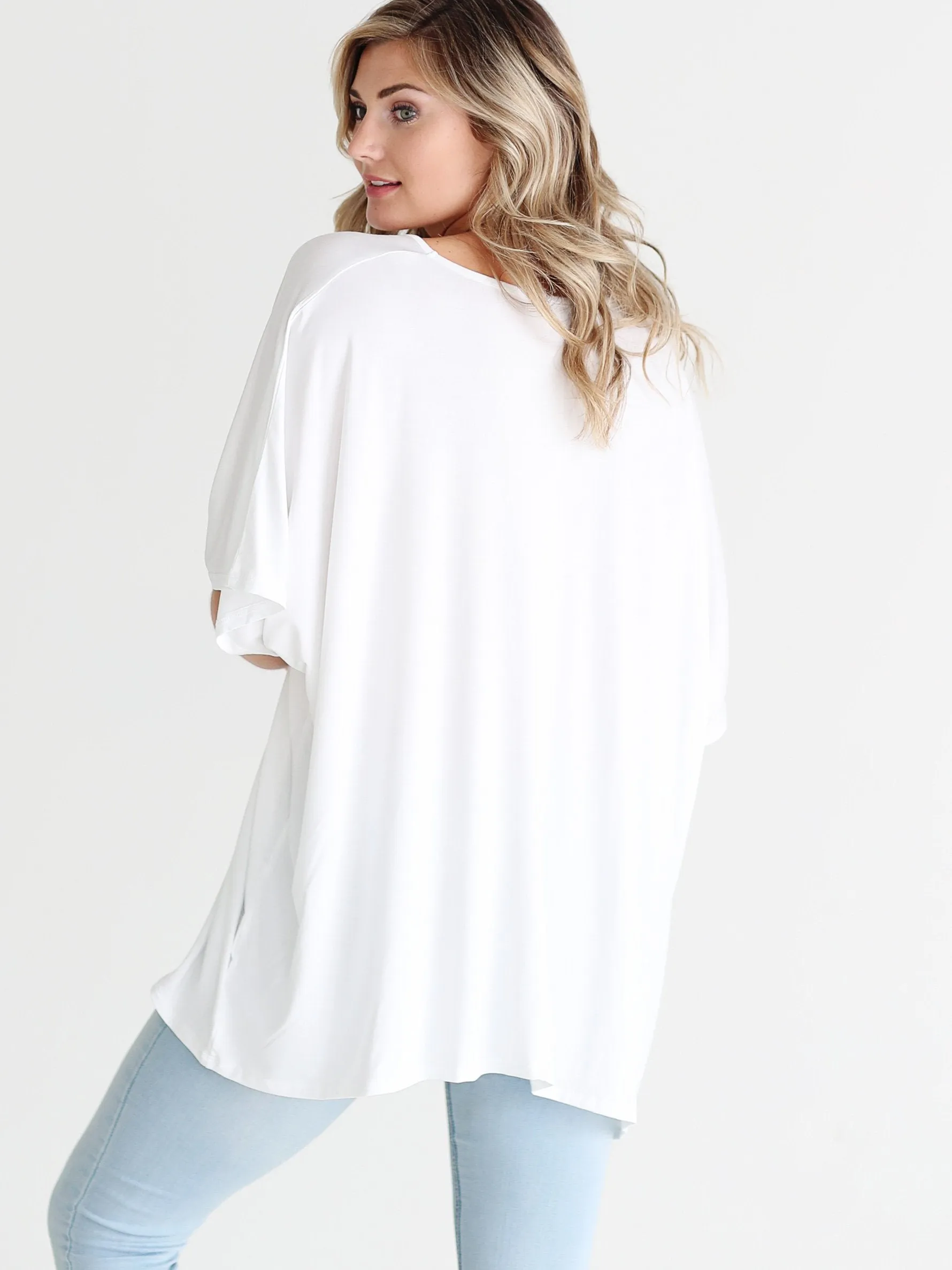 White DLMN Slouchy Oversized Top