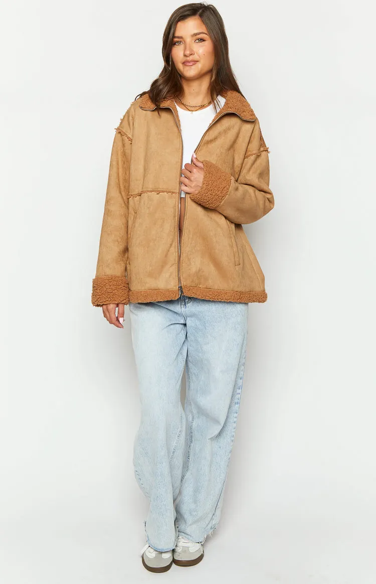 Willow Brown Suede Fur Jacket