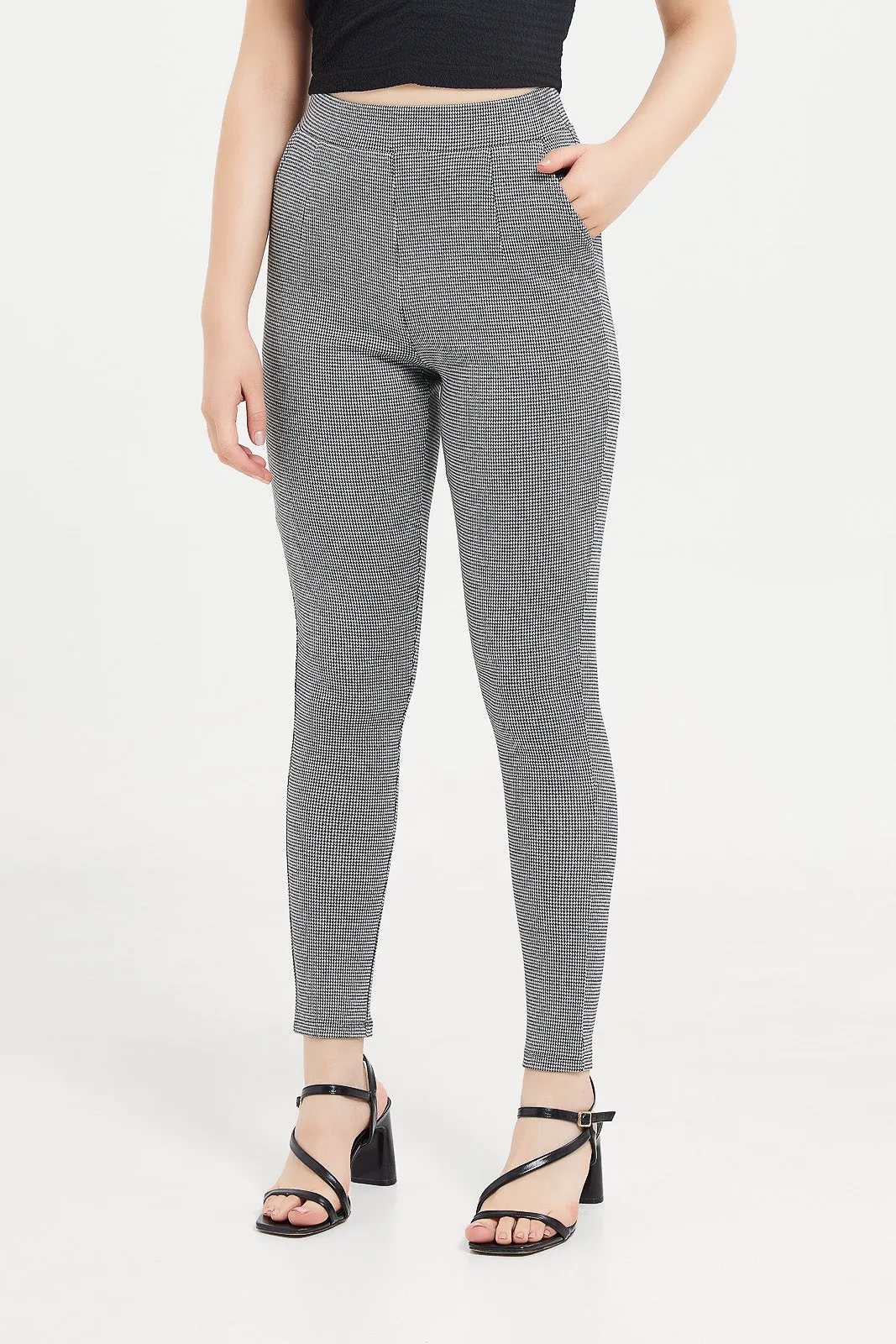 Women Assorted Check Ponte Leggings