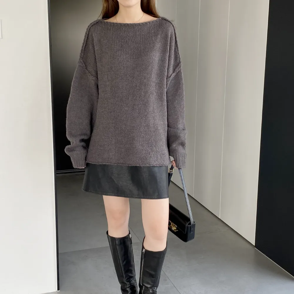 Womens Boat Neck Knit Sweater