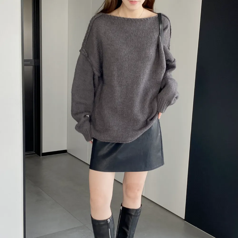 Womens Boat Neck Knit Sweater