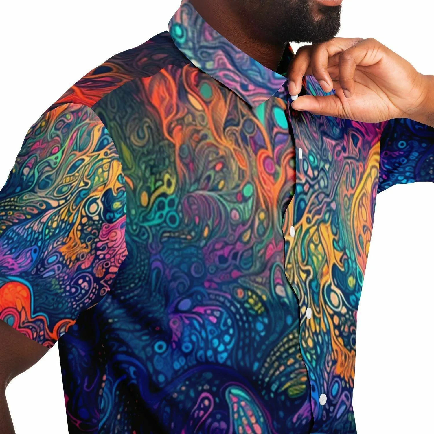 WOW Short Sleeve Button Down Shirt - ACIDMATH AI