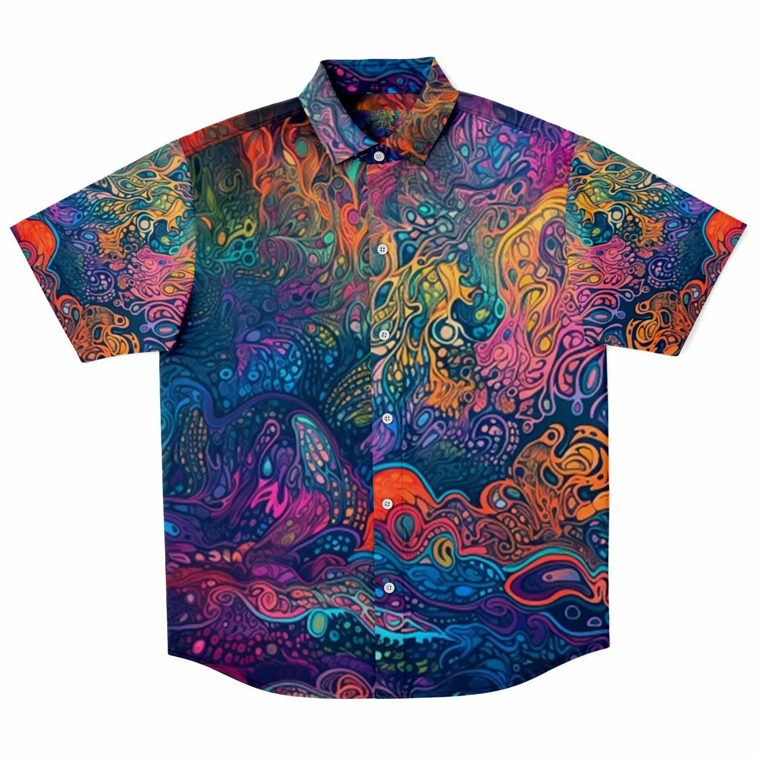 WOW Short Sleeve Button Down Shirt - ACIDMATH AI