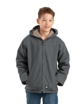 Youth Sherpa-Lined Softstone Duck Hooded Jacket